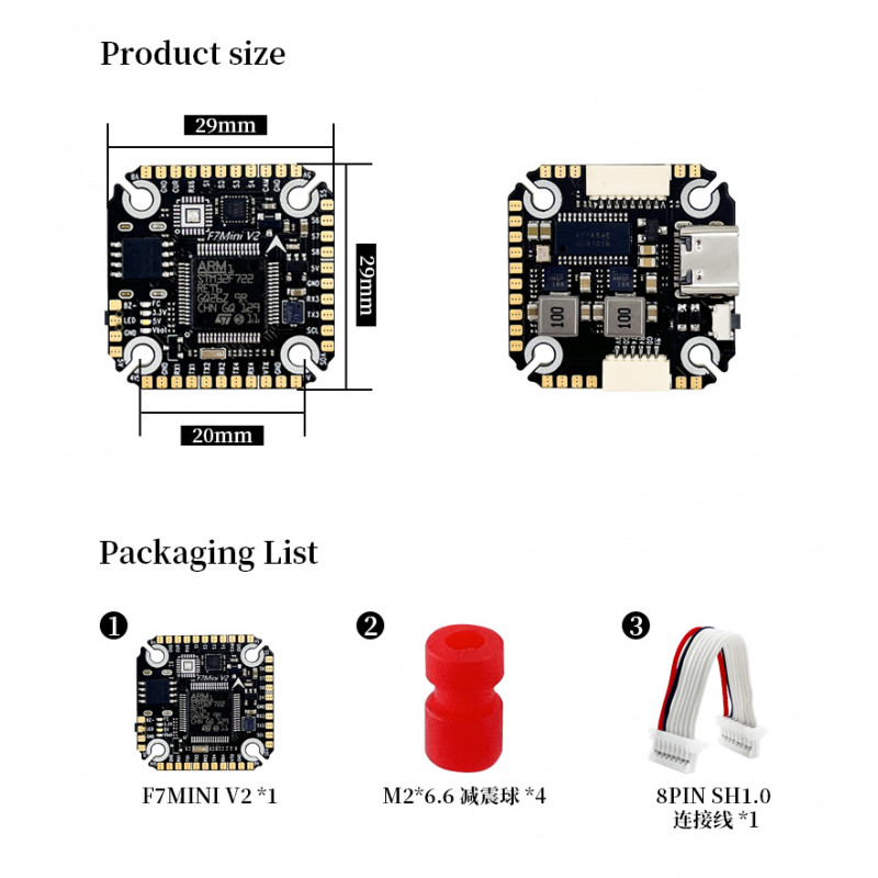 Aocoda-RC F722MINI V2 Flight Controller MPU6500 OSD Barometer 16M BlackBox for Racing Drone