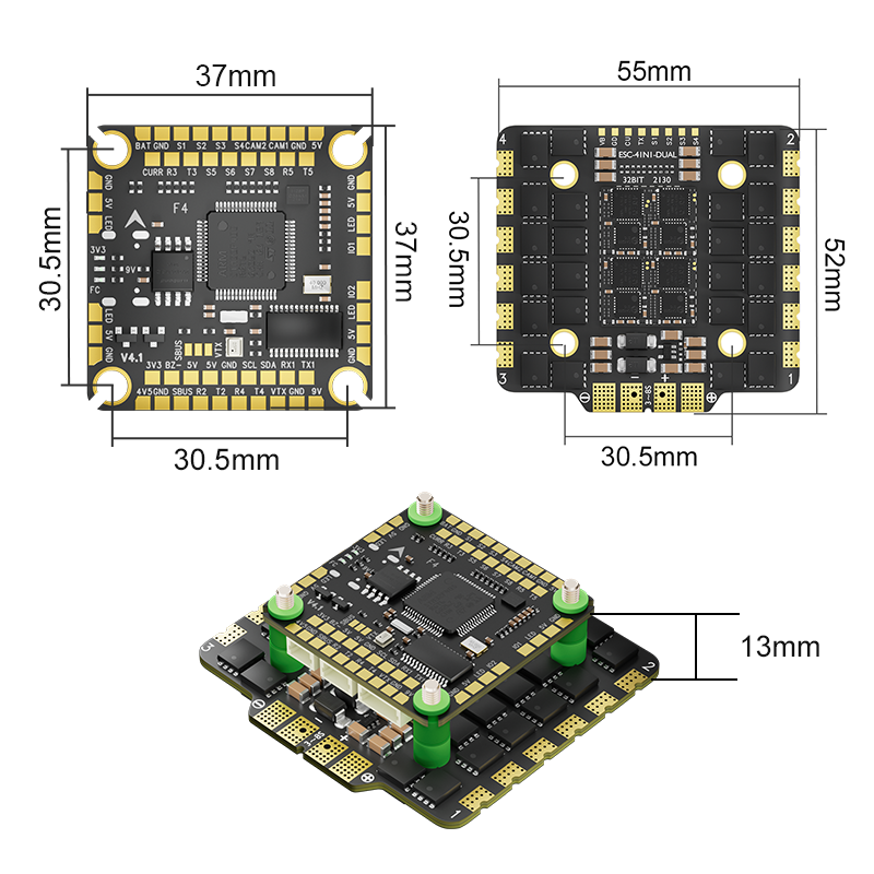 Aocoda-RC F4100 V4 Stack F405 V4 30100 AM32 100A 4in1ESC 30x30mm 3-6S for FPV Freestyle Drone