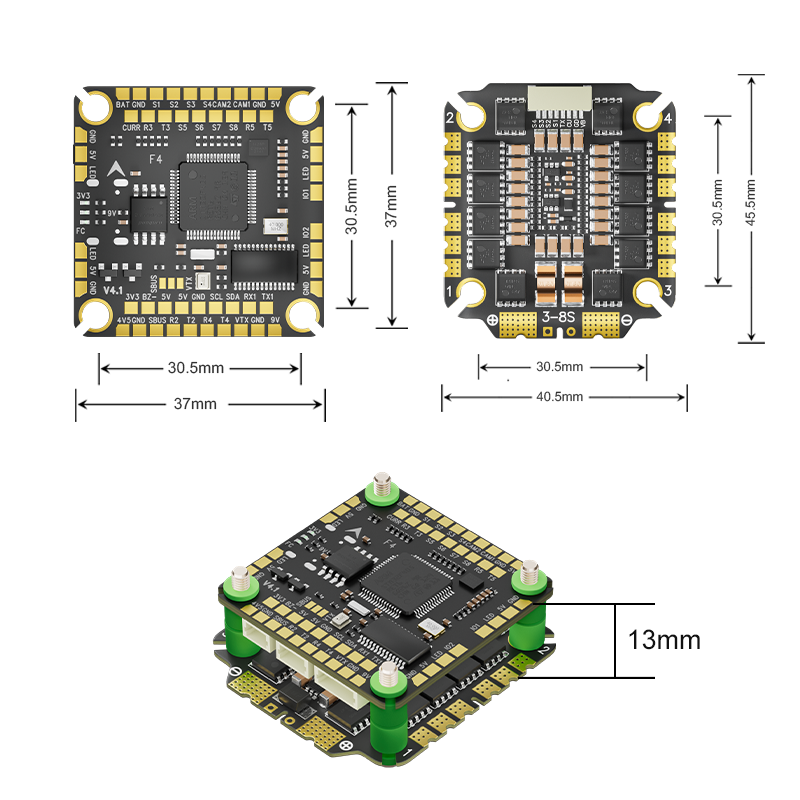 Aocoda-RC F455/65/75 V4 Stack F405 V4 FC+55A/65A/75A 32BIT 4in1 ESC 30x30mm for FPV Freestyle Drone