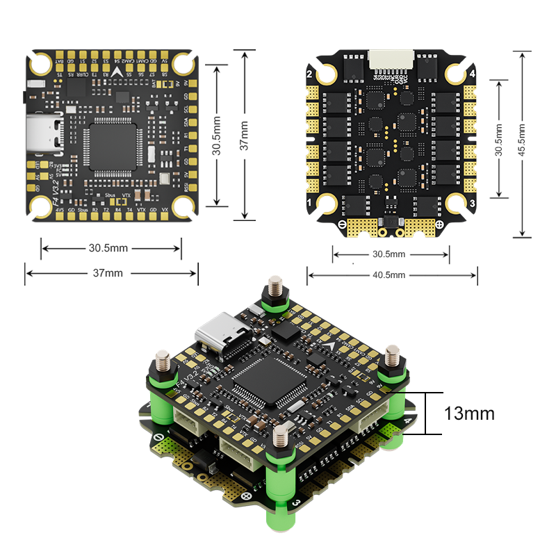 Aocoda-RC F455/65/75S V3.2 Stack F405 V3.2 FC+55A/65A/75A 8BIT 4in1 ESC 30x30mm for FPV Freestyle Drone