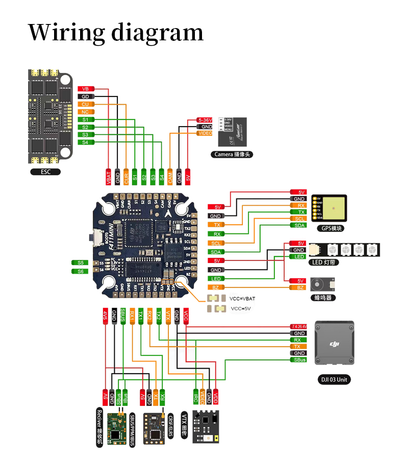 Aocoda-RC F411MINI Flight Controller OSD Barometer 2MB Black Box Crossing Aircraft Model FPV