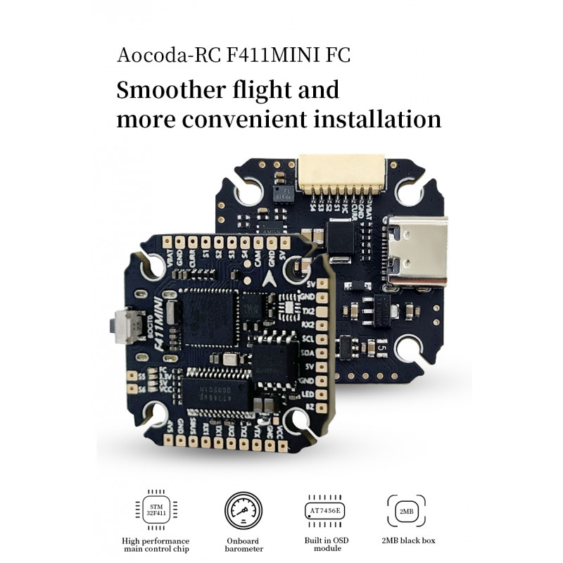 Aocoda-RC F411MINI Flight Controller OSD Barometer 2MB Black Box Crossing Aircraft Model FPV