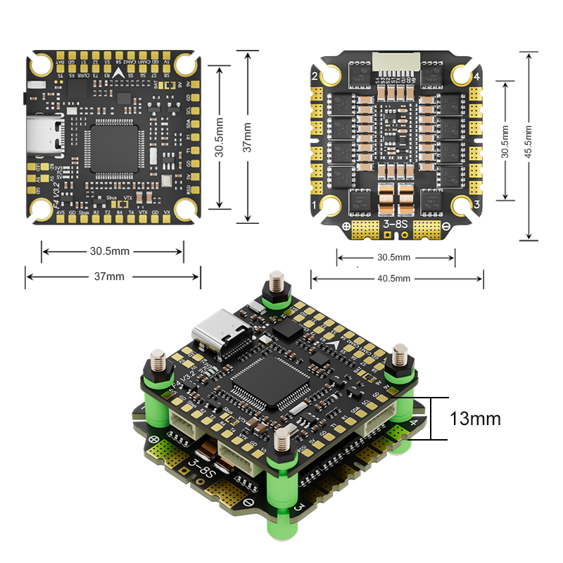 Aocoda-RC F455/65/75 V3.2 Stack F405 V3.2 FC+55A/65A/75A 32BIT 4in1 ESC 30x30mm for FPV Freestyle Drone