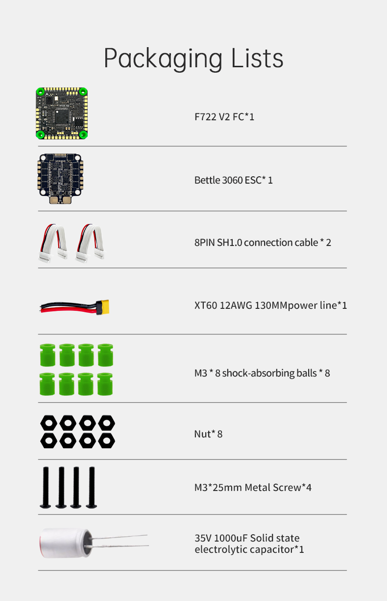 Aocoda-RC F760 Stack F722 V2 FC AM32 60A ESC 30X30mm for Racing Drone